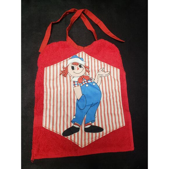 Raggedy Ann & Andy Red Baby Bib | Ties in the Back | Towel Terry Cloth Material - Picture 5 of 5